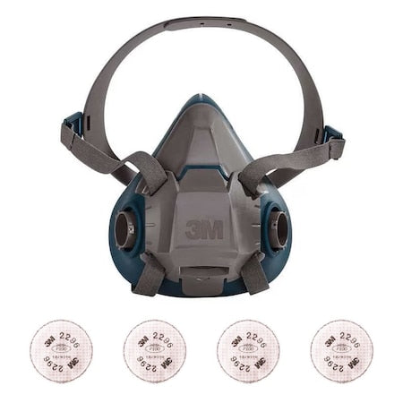 Half Mask Respirator Kit:  Includes 4 Disk Filters, 6000 Series, Thermoplastic Elastomer, Size M