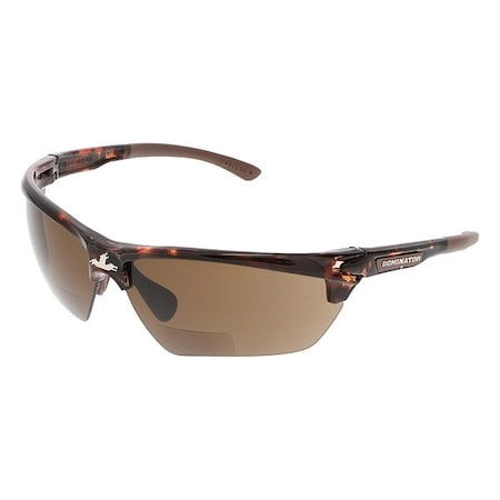DM3, Reader Safety Glasses, Anti-Fog, Brown Lens, Half-Frame