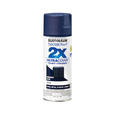 General Purpose Spray Paint, Midnight Blue, Satin, Solvent, 12 Oz