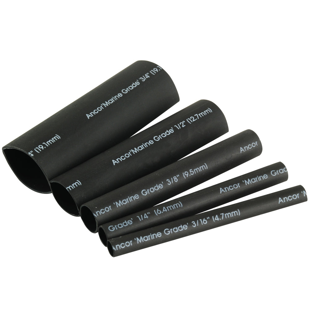 Adhesive Lined Heat Shrink Tubing Kit - 8-Pack, 3", 20 to 2/0 AWG, Black