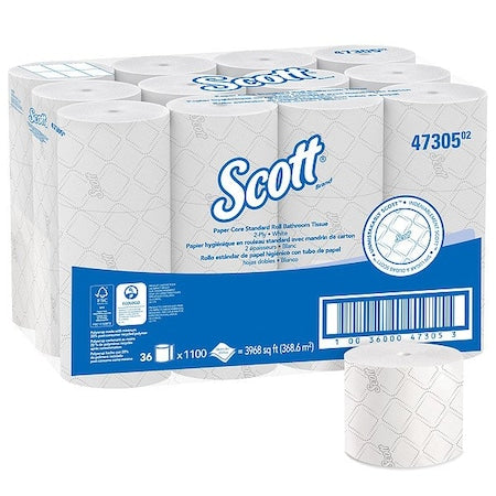 Pro Paper Core High-Capacity Standard Roll Toilet Paper, 2-Ply, White, (1,100 Sheets/Roll, 36 Rolls)