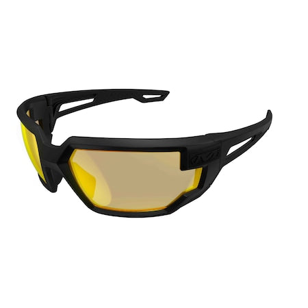 Type-X, Safety Glasses, Anti-Fog & Anti-Scratch, Amber Lens, Black Frame, Full-Frame