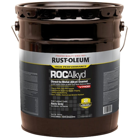 Interior/Exterior Paint, High Gloss, Oil Base, Navy Gray, 5 gal