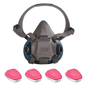 Half Mask Respirator Kit: 4 Cartridges Included, Acid Gas (AG), P100 Combo Cartridge, Size L