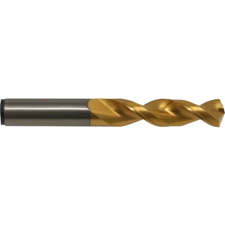 Screw Machine Drill Bit, #24 Size, 135  Degrees Point Angle, Cobalt, TiN Finish, Straight Shank