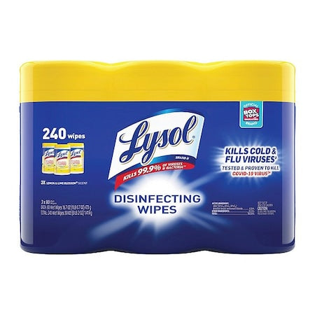 Disinfecting Wipes, 80 Wipe Canister, 7x8 in Wipes, Nonwoven Fiber, Lemon & Lime Blossom, PK6