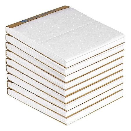 Sorbent Pad, 13 7/8 gal, 14 in x 15 in, Fuel, Oils, White, Polypropylene, 90 PK