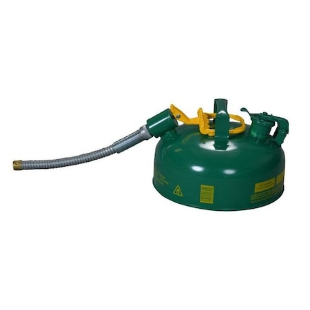 Type II Safety Can, Galvanized Steel, 1 gal, 5/8 in Metal Hose, Green, Combustibles