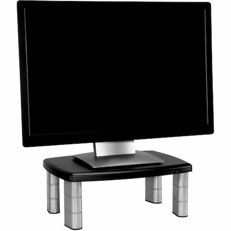 Adjustable Monitor Stand, Holds 40 Lb., Black/Silver