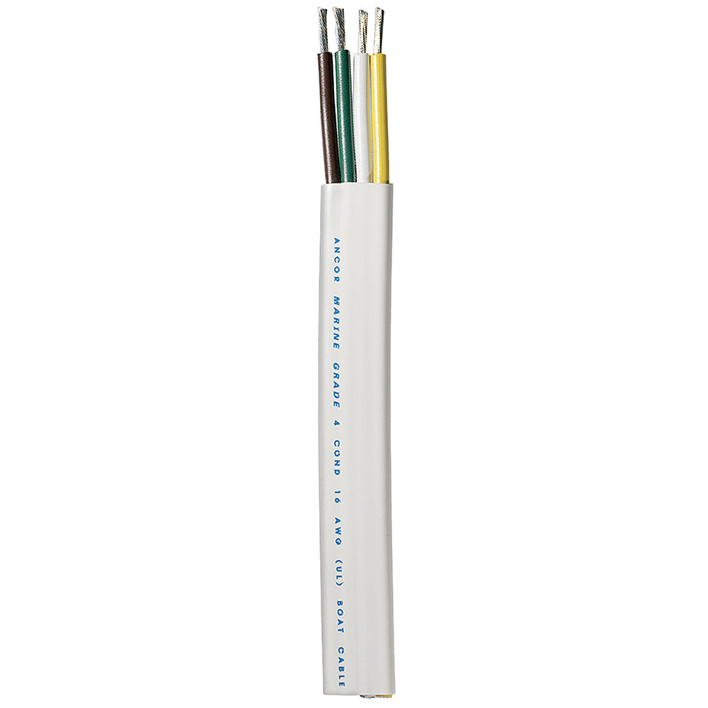 Trailer Cable - 16/4 AWG - Yellow/White/Green/Brown - Flat - 100'