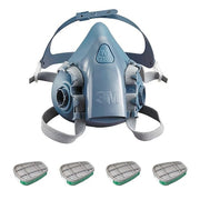 Half Mask Respirator Kit:  4 Cartridges Included, Ammonia/Methylamine, Green, 7500 Series, Size L