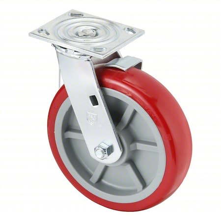 Swivel Caster,8" x 2",Polyurethane