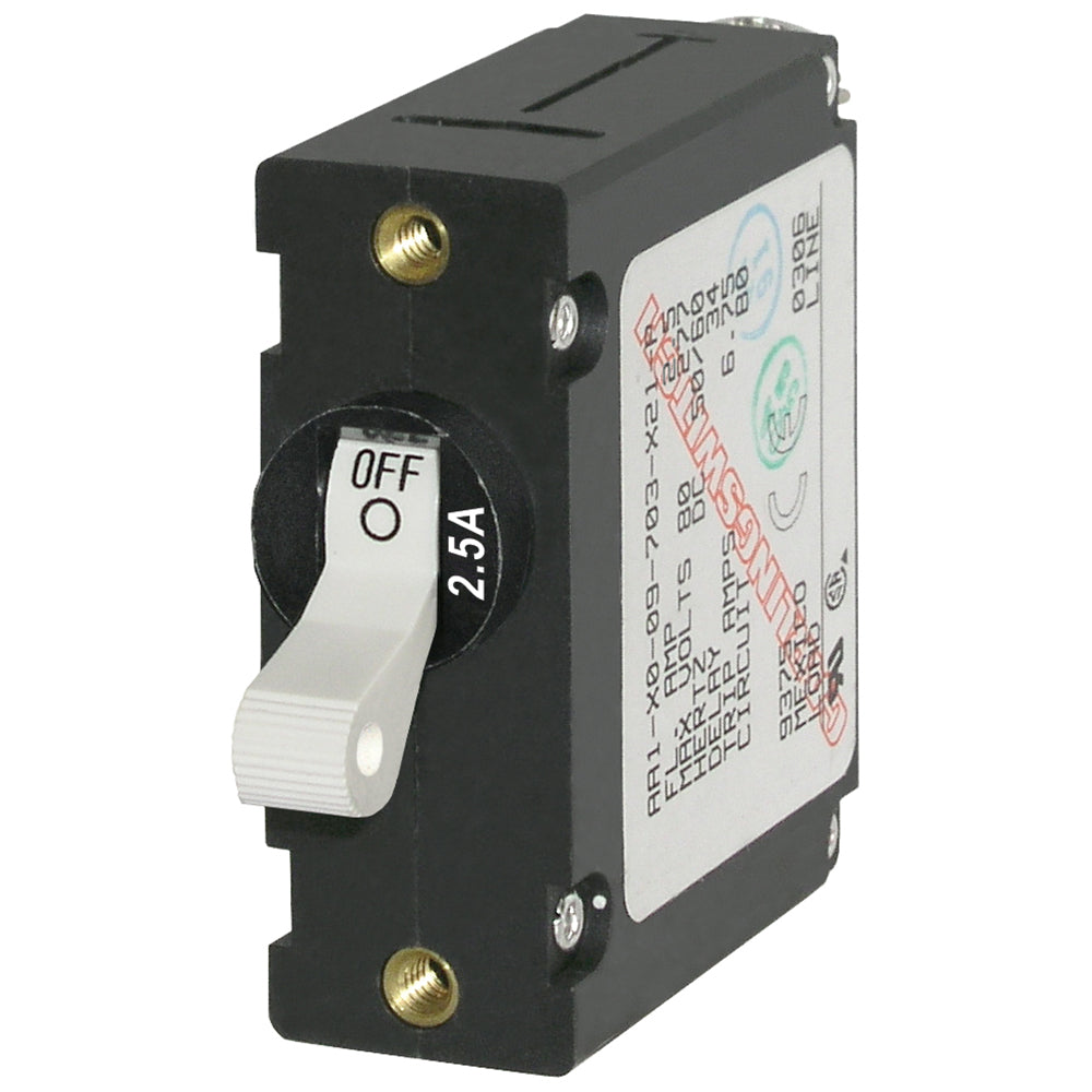7197 A-Series White Toggle Circuit Breaker - Single Pole 2.5A