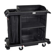 Housekeeping Cart,Plastic Frame,Black