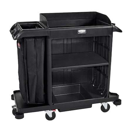 Housekeeping Cart,Plastic Frame,Black