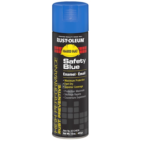 Rust Preventative Spray Paint, Safety Blue, Gloss, Solvent, 15 oz
