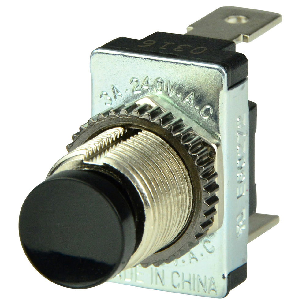 Black SPST Momentary Contact Switch - OFF/(ON)