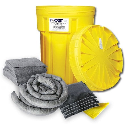 Spill Kit, 14 gal Volume Absorbed per Kit, 20 gal Capacity, Drum, Yellow, 34