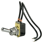SPST Chrome Plated Toggle Switch Wire Leads - ON/OFF
