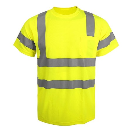 Hi-Vis T-Shirt, 3, R, Polyester, Yellow, 3XL
