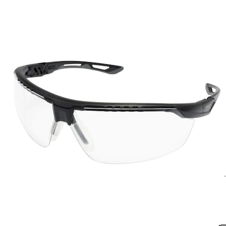 Truflex, Safety Glasses, Anti-Fog, Clear Lens, Black/Gray Frame