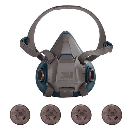 Half Mask Respirator Kit:  Includes 4 Filters, Nuisance Organic Vapor/P100, 6000 Series, Size M