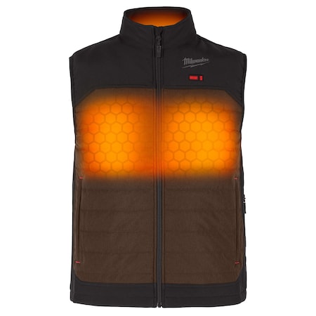 Axis Heated Vest, Polyester, 2 to 8 hours Heating Time, 3 Heat Settings, Brown, M