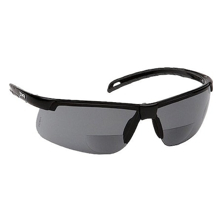 Ever-Lite(R) Reader Safety Glasses, Black Wraparound Frame, 2.0 Diopter, Gray Lens, Universal