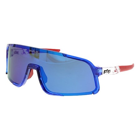 Hulk HK4, Safety Glasses, MAX3 Hard Coat, Blue Mirror Lens, Bomb Pop Frame, Full-Frame, Polarized