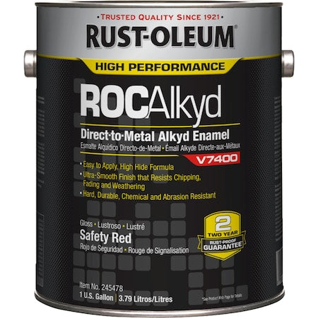 Interior/Exterior Paint, High Gloss, Oil Base, Safety Red, 1 gal