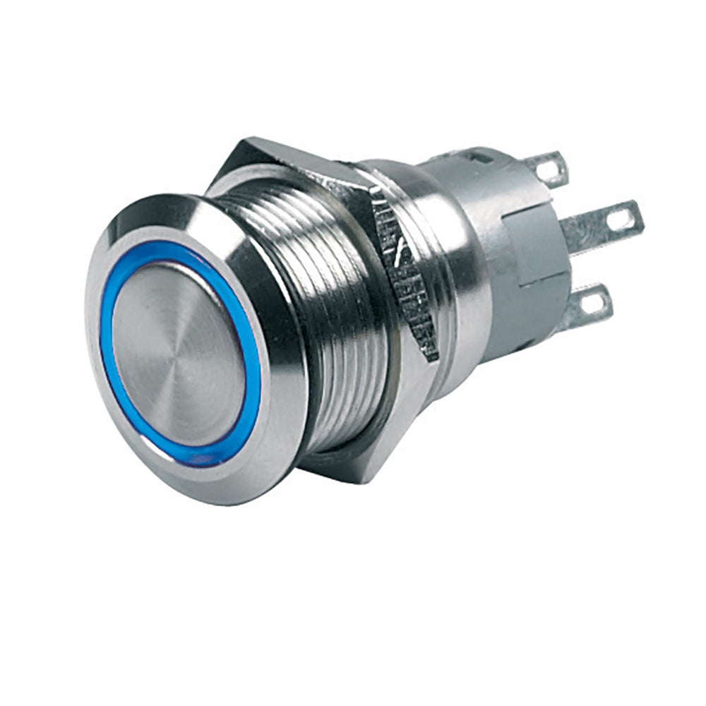Push-Button Switch 12V Latching On/Off - Blue LED