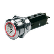 12V Buzzer w/Red LED Warning Light - Stainless Steel