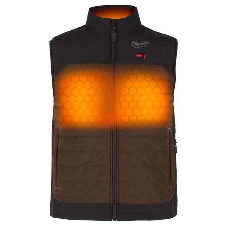 Axis Heated Vest, Polyester, 2 to 8 hours Heating Time, 3 Heat Settings, Brown, L