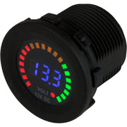 Round Voltage Meter DC - 5V-15V w/Rainbow Dial