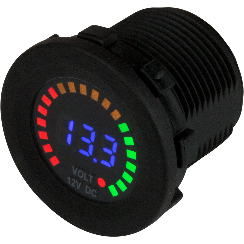 Round Voltage Meter DC - 5V-15V w/Rainbow Dial