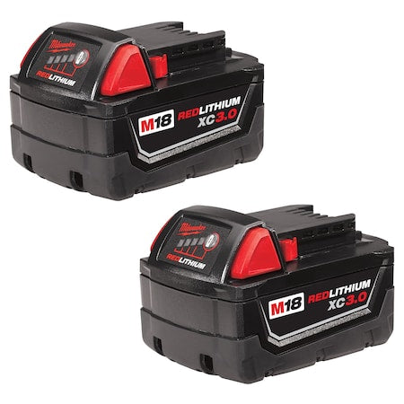 M18 REDLITHIUM XC3.0 Battery, 3.0Ah, Extended Capacity, 18V, Li-Ion, Batteries (2-Pack)