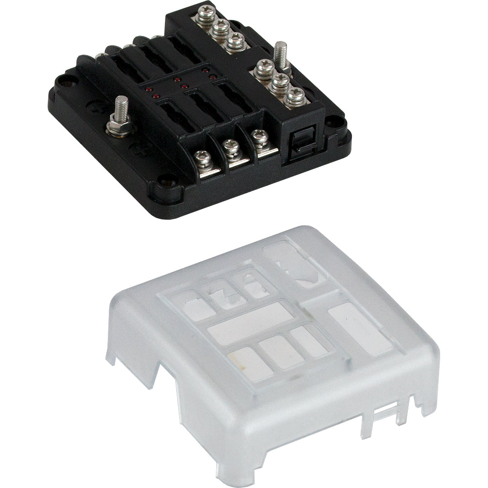 Blade Style LED Indicator Fuse Block w/Negative Bus Bar - 6 Circuit