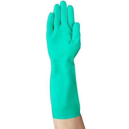 Alphatec Solvex Chemical Resistant Gloves, 18.11 Thickness, Flock Lining, 13 in L, Green, Size 7,PR