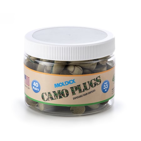 Camo Plugs Earplug,Disposable,Foam,Jar 6