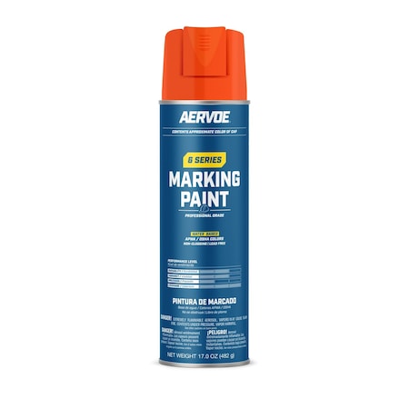 Aervoe 6 Series Marking Paint (Water Based), Red/Orange Fluorescent (17oz)