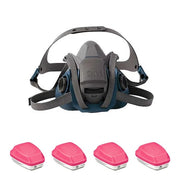 Half Mask Respirator Kit: 4 Cartridges Included, Rugged Comfort Quick Latch, (AG); P100, Size M