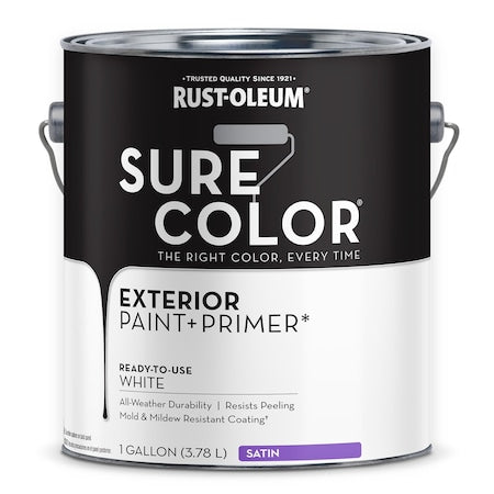 Exterior Paint and Primer, Satin, Water Base, White