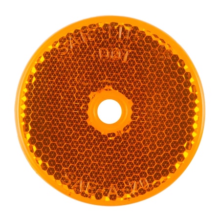 Reflector, Screw-On, Yellow, Round, Dia 2 In