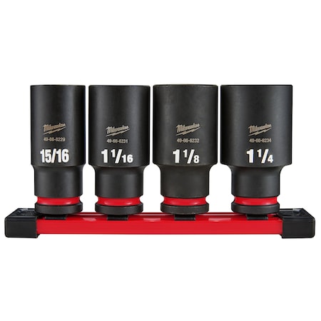 1/2 in Drive 6 Point Socket Set, SAE, 4 pcs