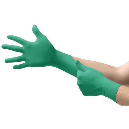 TouchNTuff 92-600, Disposable Gloves, 4.9 mil Palm, Nitrile, Powder-Free, 2XL, 90 PK, Green