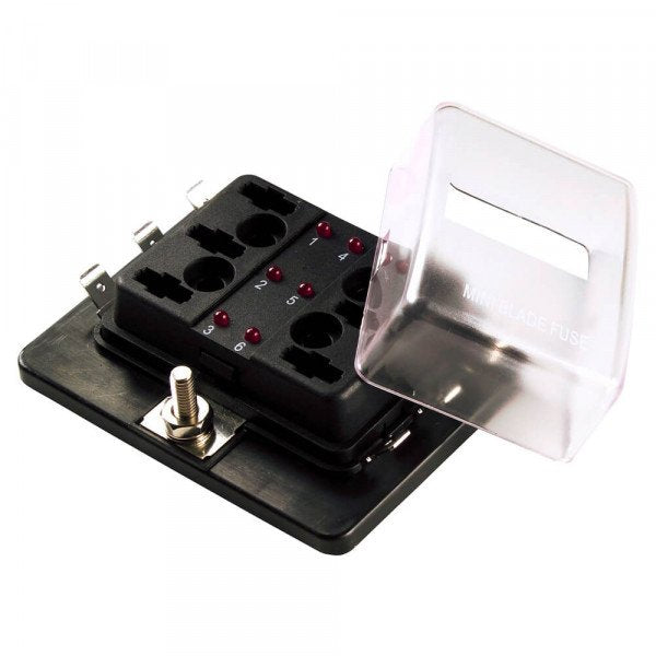 LED Fuse Panel For Standard Blade Fuse, 6 Slot & Cover