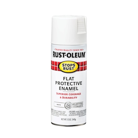 Spray Paint, White, Flat, Solvent, 12 oz