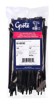 Standard Tie, Black, 4.1", 18 Lb, Pk 100
