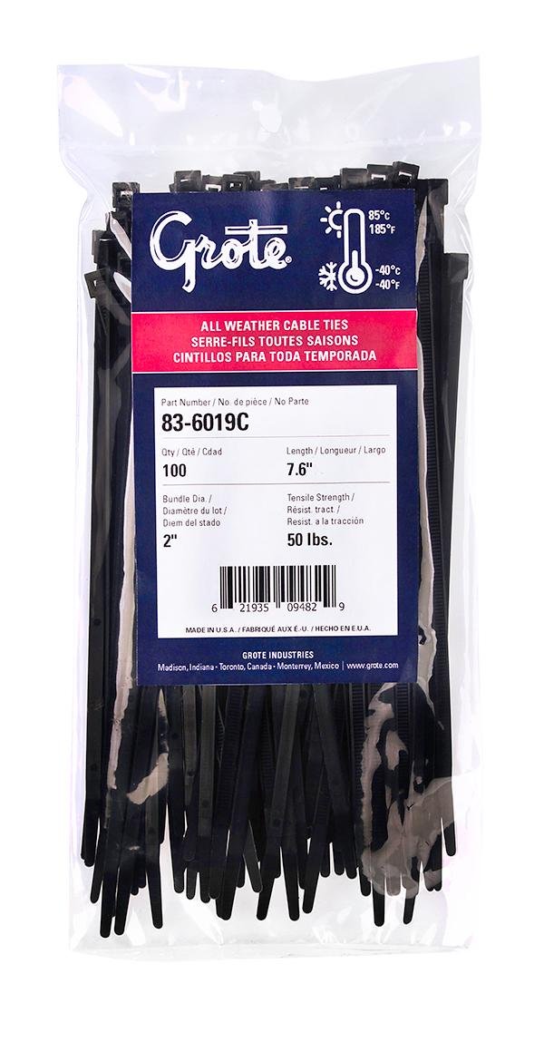 Standard Tie, Black, 4.1", 18 Lb, Pk 100