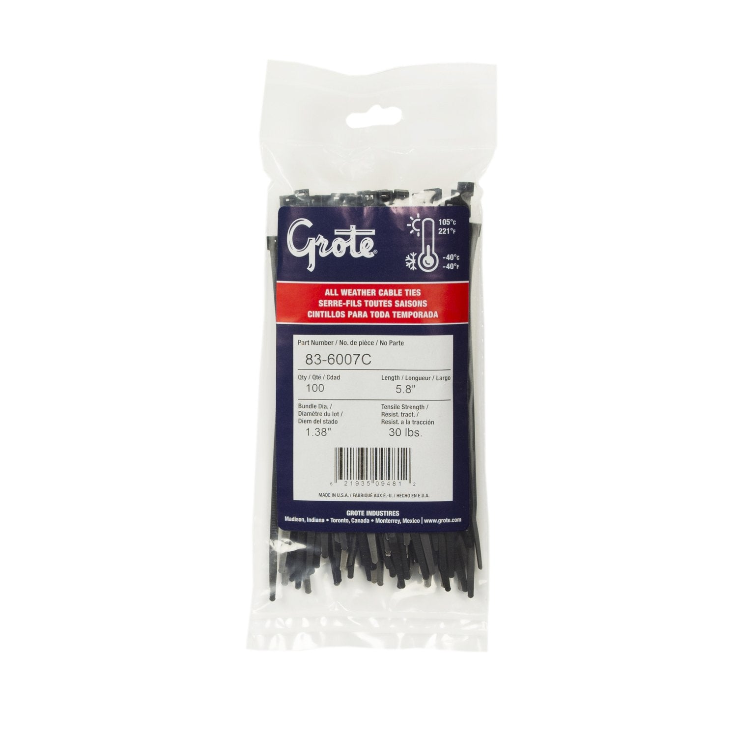 Standard Tie, Black, 5.6", 40 Lb, Pk 100